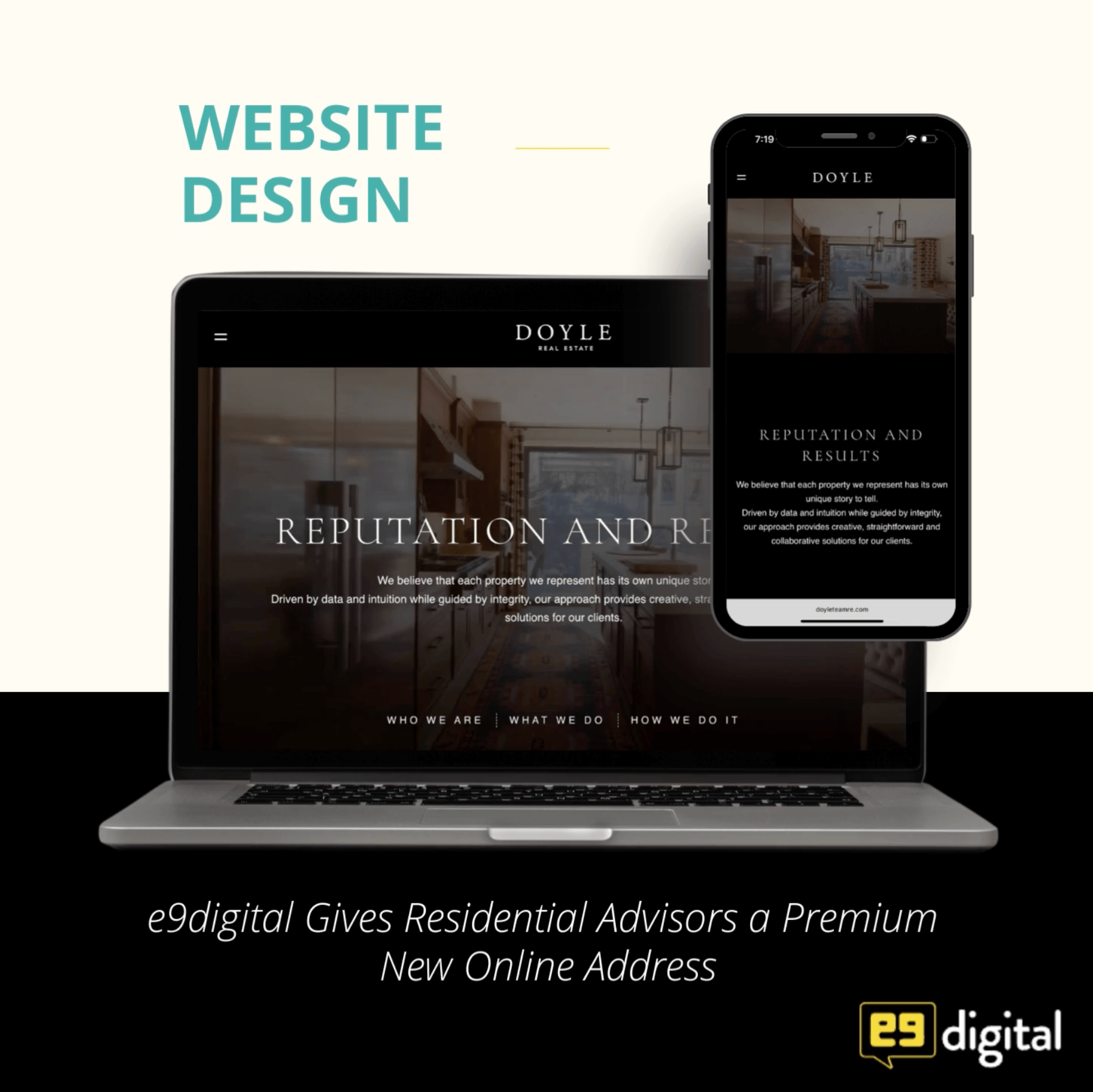 View of e9digital Crafts Luxury Real Estate Website Design